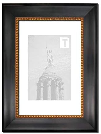 Barock-Bilderrahmen Ann-Katrin Schwarz 40 x 60 cm Echtglas Antireflex 2mm Perlenleiste geschwungen breit