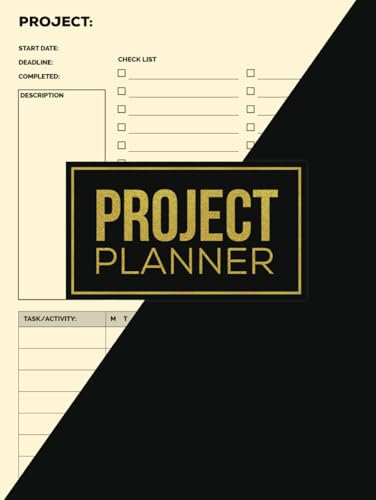 Project Planner: Work Organizer, Project Management Notebook With Checklist, Gantt Chart, Project Journal With Calendar, Schedule, Time, Large 8.5 x ... Follow Up Planning Blank Book For Men, Women