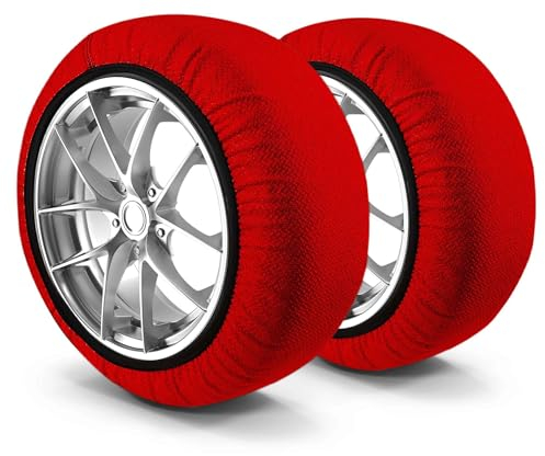 Walser Textile Schneeketten nach EU Norm 16662-1 homologiert, Qualitätssieger Sehr Gut*, 2er Set Textilschneekette Snow Sock, Anti-Rutsch Auto Schneeketten Winter, Car Snow Chains rot XL