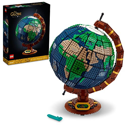 LEGO Ideas The Globe 21332 Building Set; Build-and-Display Model for Adults; Vintage-Style Spinning Earth Globe; Home Decor Gift for People with a Passion for Travel, Geography and Arts (2,585 Pieces)