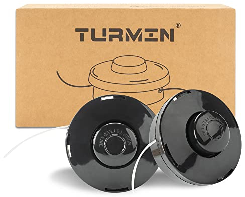 TURMIN Dual 2 Line Bump Feed Spool Head, Universal 2 Pack, M10 X 1.25 LHF Petrol Strimmer Spool Replacement Head