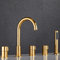 Badewanne Wannenrandarmatur 5 Loch Set Wannenarmatur mit Herausziehbarem Handbrause Bad Dusche Badezimmer Armatur Badewannenarmatur Gold