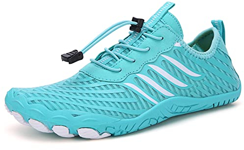 Teechodina Unisex Traillaufschuhe Herren Damen Wanderschuhe Barfußschuhe Laufschuhe Knit Sneaker Fitnessschuhe Fivefinger Zehenschuhe, Grün-A, 39
