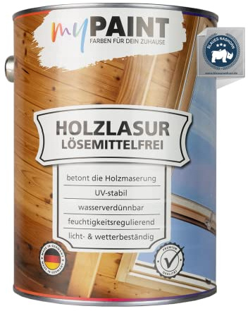 myPAINT® Lasure pour bois sans solvant (2,5 l, gris anthracite) Lasure pour bois d'extérieur satinée Apprêt pour extérieur Fabriqué en Allemagne