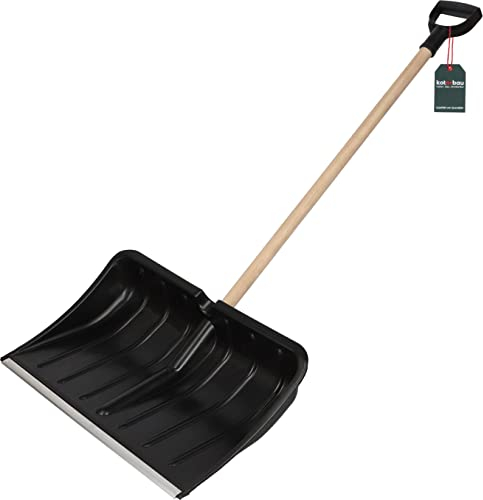 KOTARBAU® Pelle À Neige 54 cm avec Manche en Bois Pelle en Plastique Renforcé avec Raccord en Métal avec Manche Ergonomique Noir 120 cm