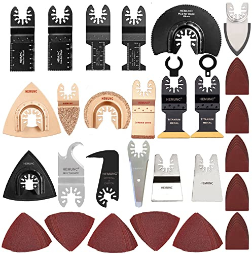 HEMUNC 118PC Oscillating Tool Blades, Oscillating Multitool Saw Blades Accessories Kit