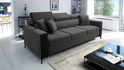All4All Schlafsofa Simi 3-sitzer Polstersofa Sofa mit Schlaffunktion Gesteppt Modern Farbauswahl 26 (Magic Velvet 2271)