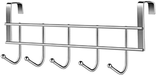 Perchero para Puerta de Acero Inoxidable, Gancho de Puerta Universal con 5 Ganchos, Colgador de Puerta para Ropa, Ideal para Puertas de Baño, Puertas de Dormitorio y Puertas de Cocina (con 5 Ganchos)