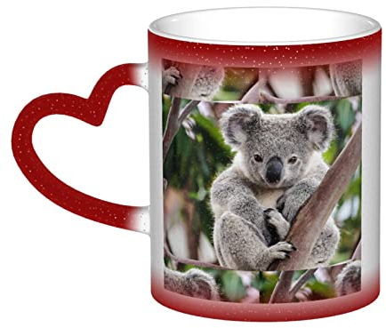 ALTEKO Niedlicher Koala-bedruckter Sternenhimmel-Becher, kreative Keramik-Farbwechsel-Tasse