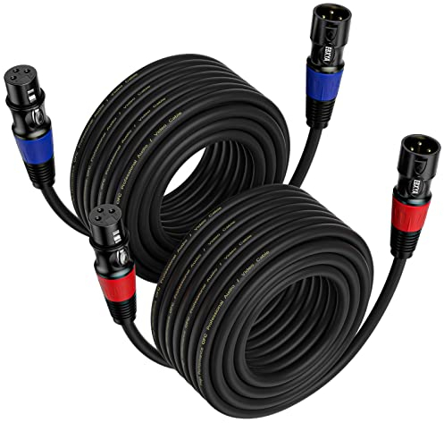 EBXYA Cavo XLR 8M 2 Pack Cavo microfonico da XLR a XLR Cavo per altoparlanti XLR bilanciato a 3 pin, da maschio a femmina Cavo microfonico multicolore per mixer microfonico Podcast, DMX