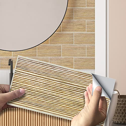 Fliesenaufkleber Bad 10x20cm Streifen Klebefliesen Küchenrückwand Folie Selbstklebende Fliesen Fliesenaufkleber Küche Badezimmer Fliesenfolie Vinyl Selbstklebend Wasserdicht