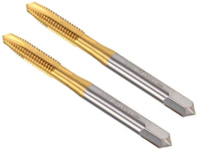 CoCud Taraud à Filetage Hélicoïdal, Métrique M6 x 1 Filetage, Titanium Revêtu Haute Vitesse Acier 6542 Vis Fraisage Filetage Taraud - (Pour Taraudage Perçage Machine) 2 Pcs