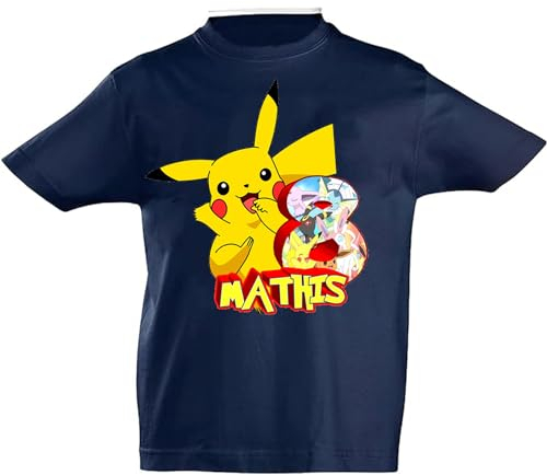T-Shirt Personnalisé Lettre & Texte ou Prénom Impression Personnalisation T-Shirt Personnalisé pour Enfants Pokémon