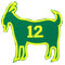 Green Bay Goat #12 Fußball-Patch, Parodie bestickt, zum Aufbügeln