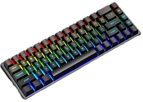 GAREGEAR K68 60% Wired RGB Gaming Keyboard - Black Keycaps, Blue Switch Crisp Clicky Typing (Customizable Lighting, 68 Keys, Compact, Mechanical)