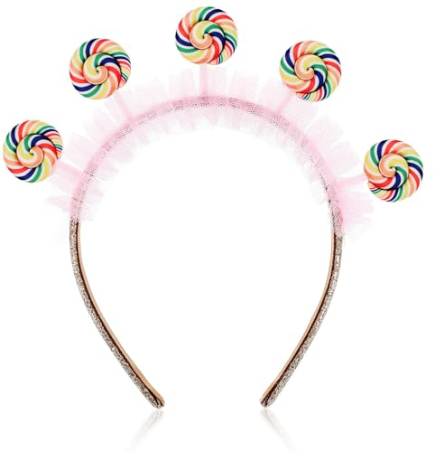STOBOK Lollipop Stirnband Regenbogen Süßigkeiten Haarband Donut Kopf Bopper Prinzessin Kostüm Haarschmuck Kindergeburtstag Party Tiara Kopfschmuck