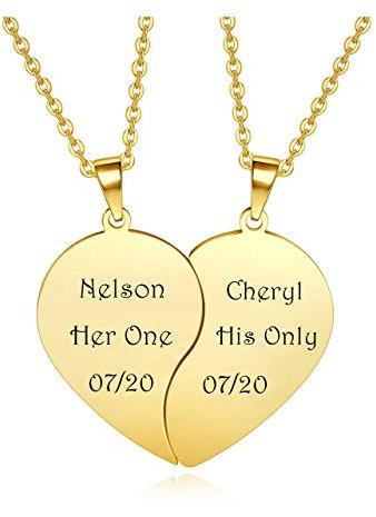 Jovivi Personalisierte Freundschaftsketten Partnerketten Herz Puzzle Anhänger mit Gravur BFF Ketten für 2 Freundschaft Pärchen Geschenke