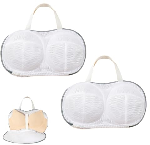 2 Piezas Bolsa Lavadora Ropa Interior, Bolsa Ropa Sucia Viaje, Bolsas de Malla Lavado con Cremallera, Laundry Bag con Soporte 3D para Sujetador Ropa Delicada (2 Bolsas de Lavandería 3D, Gris)