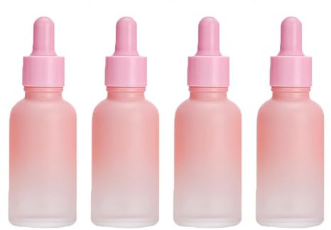 YORROR 100ml Gradient Pink Glass Essential Oil Dropper Bottle,4 Pcs Empty Refillable Dropper Bottle With Glass Eye Dropper for Massage Oils,Aromatherapy,Perfume,Cosmetic Liquid,Travel