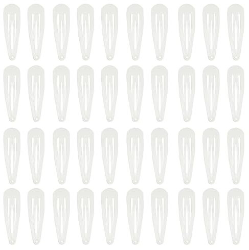 40 Stück Haarspangen Mädchen, 5cm Metall Snap Haarklammern für Frauen Haarschmuck (weiß)
