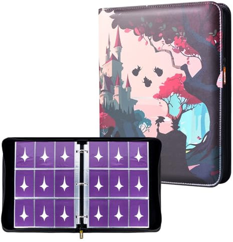 Ampleer Sammelkartenbinder, 9 Pocket Sleeves Kompatibel mit 900 Lorcana Karten, passt für MTG TCG Storage Display Collection