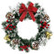 Christmas Door Wreath, 30cm Wreath for Front Door, Decoration With Bow, Bell, Pine Cone (White+Green)