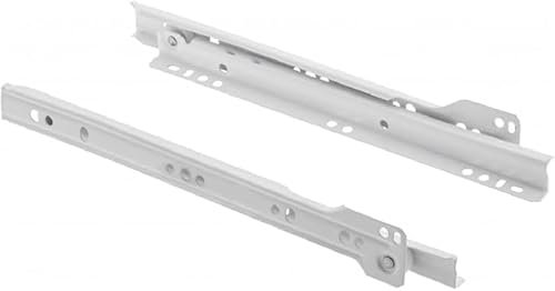 Rollschubführung | 1 Paar Rollenführungen Weiß pulverbeschichtet Schubladenauszug Schubladenschienen Teilauszug Stahl Schubladen-Gleitführungen | Länge 350mm | (1 Paar Schienen)