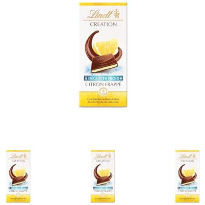 Lindt – Tablette Citron Frappé CRÉATION – Chocolat au Lait, 150g (Lot de 4)