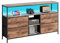 MISNODE - Mueble de TV, mueble de TV con iluminación LED y cajones y estantes de tela, mueble de TV bajo para salón dormitorio (marrón, grande, 4 cajones)