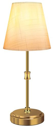 Totofac 2er Set Nachttischlampe touch dimmbar, 3 Helligkeitsstufen Einstellbar Warmweiss, LED Tischlampe Modern mit handgemachtem Lampenschirm in weiß für Schlafzimmer, Wohnzimmer, Büro… (Gold-1Pcs)