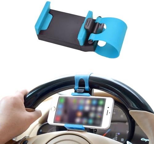 KANDUJIMU Auto Lenkrad Handyhalterung Blau Tragbare Elektronische Gerätehalterung Kompatibel mit iPhone und Samsung (Blau)