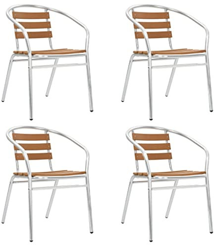 LLEZKBR Furniture Select Stapelbare Gartenstühle 4 Stück Aluminium und WPC Silber
