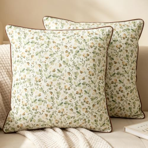 NIULAA Samt Kissenbezüge 45x45 Grün mit Indisch Muster 2er Set | Sofakissen Couchkissen Floral,Orientalische Dekokissen mit Muster,Wohnzimmer Deko Kissen bezug,für Sofa Bett