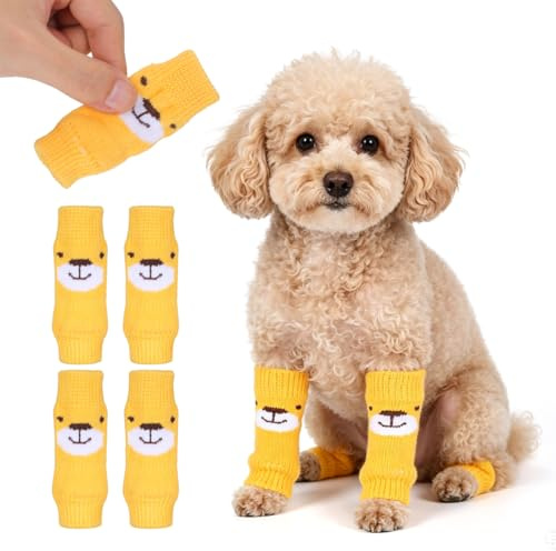 Garneck Hundesocken 8 Stück rutschfeste Pfotenschutz Socken Für Welpen Und Kleine Hunde Beinwärmer Für Hunde Gegen Kälte EIS Und Schmutz Gelenkschutz