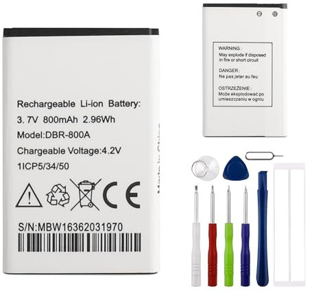 E-yiiviil Batterie de rechange DBR-800A DBR-800D 900 mAh/3,7 V compatible avec Doro 1350 1360 1361 DFC-0160 Primo 401 avec outils