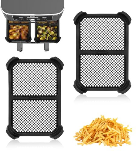 2 Pièces Grille Anti Projection pour Ninja Foodi Dual Zone Air Fryer AF400EU & AF451EU, Protection en Silicone Réutilisable pour Friteuse à Air Chaud, Efficacement les éclaboussures de Graisse