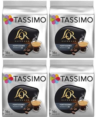Tassimo L'OR Espresso Fortissimo Coffee Pods - Pack of 4 (Total 64 Pods)