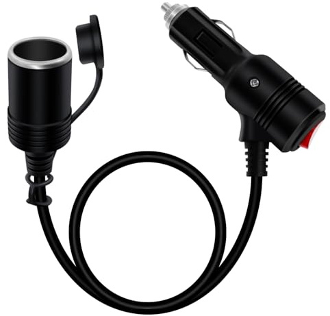 YINGAYOU Prolunga Cavo Accendisigari con Interruttore 16AWG15A Prolunga Accendisigari Auto 12V 24V con LED e Copertura Impermeabile Adatto per Auto, Moto, Barche (1 m)