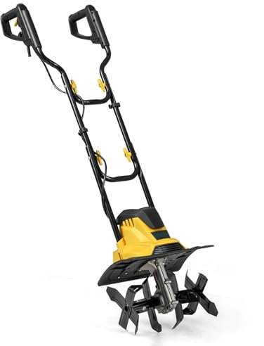 GOPLUS Motobineuse Electrique Filaire 1200W, Motoculteur Manuelle à Fraise 10 A, Largeur de Travail et Profondeur de Travail 22 cm, Ameublisseur Électrique, Fraiseuse de Jardin (Jaune, Largeur 36,5)