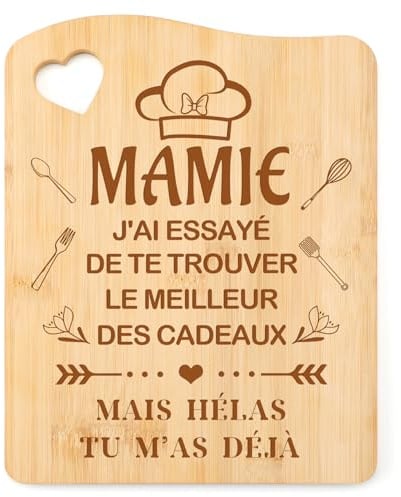 Cadeau Fete des Grand Mere, Planche à Découper en Bambou Cadeau Mamie, Cadeaux Fête des Grands Mères Anniversaire Noel pour Grand Mere Idée Orginal