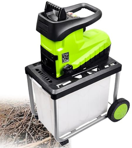Biotrituratore Elettrico 2800w,Cippatore Da Giardino Professionale Con Cassone 60l,Taglio 45mm,5000 Giri/Min,Basso Rumore (94db) per Ramaglia E Foglie,Giardinaggio Ecologico,Chippers