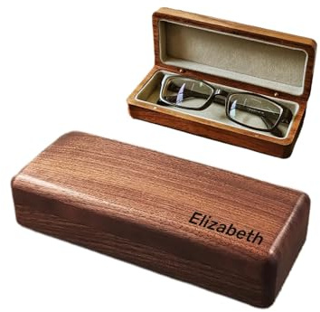 TINGFAWU Brillenetui aus Holz | Personalisiertes Brillenetui aus Holz, Walnussholz, Hartholz, Brillenbox, Retro-Brillenhalter, Brillentragetasche