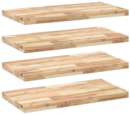 vidaXL - Solid Wood Acacia Floating Shelves 4 pcs 100x40x4 cm - Versatile Untreated Finish - Customizable DIY Wall-Mounted Storage