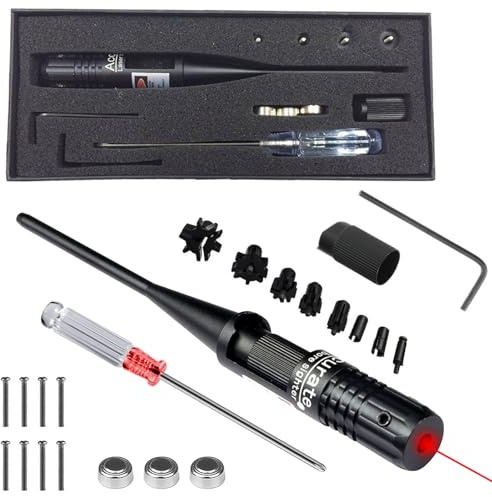 SUNOYA Bore Sighter, Bohrvisier-Kit, .22 Bis .50 Kaliber Mit Tragebox Leichter, Boresight, Schwarze, Matte, Hochwertige Aluminiumlegierung, Boresight-Kollimator Für Horizontale Kalibrierung, Rotlicht