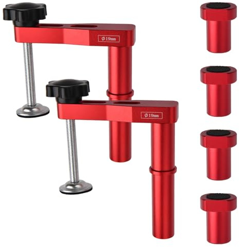 GOLD DEER 4 Pack Bench Dogs with Non-Slip Pad, Fits 3/4 Workbench Holes | Aluminum Alloy Workbench Dogs Stops, 2 Pack Quick-Ratchet Benchs Clamps, for MFT Workbench, Woodworking & DIY Projects