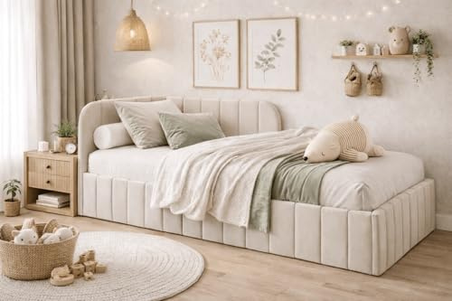 MOEBELPAKET.de Bett Mario 120x200 cm, Metallrahmen, Oeko-Tex, Beige, Links