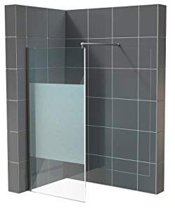 Walk in Dusche satinierter Mittelstreifen 2000 mm x 1000 mm x 10 mm Nano ESG Duschabtrennung Duschtrennwand Duschglaswand