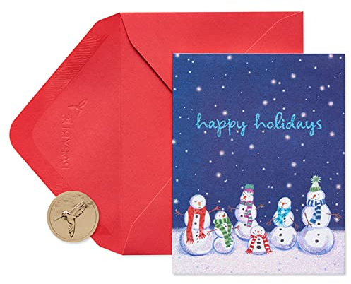 Papyrus Weihnachtskarten mit Umschlägen, Happy and Peaceful Season, Schneemänner, 20 Stück