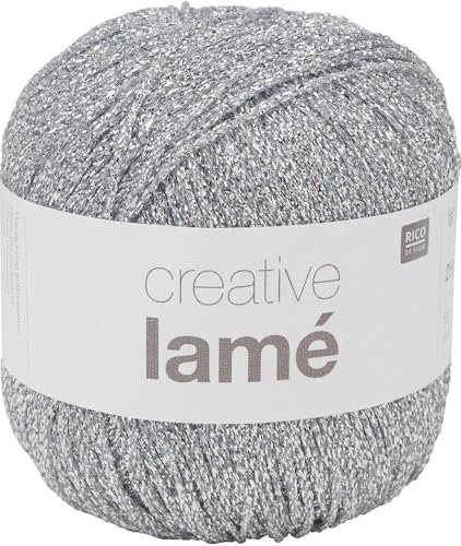Rico Design creative lamé, filo, 25 g, ideale per uncinetto, lavori a maglia e fai da te, argento, Farbe