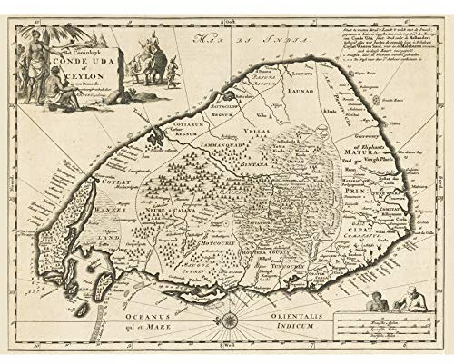 Artery8 Luyken Alte Karte von Ceylon Sri Lanka Ungerahmter extragroßer Druck